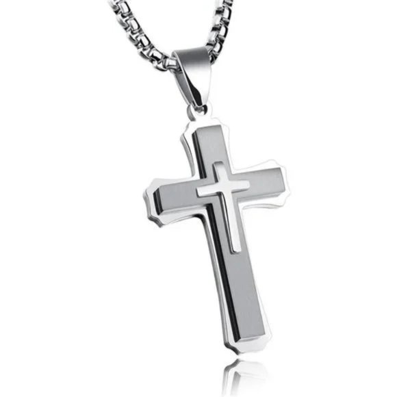 Boutique Other - New Silver Cross 𝅺Necklace for Men